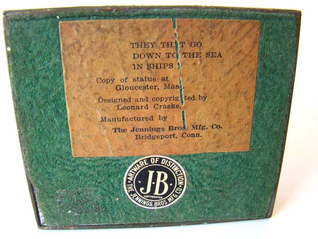 A pair of GLOUCESTER FISHERMAN Memorial bookends by Jennings Brothers circa 1930. — image 3